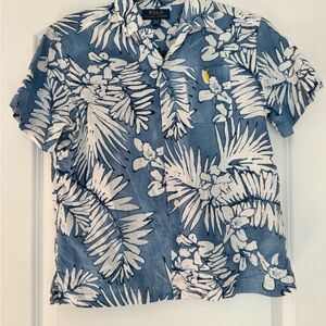 Polo by Ralph Lauren Palm Frond-Print Cotton-Linen Camp Shirt (Boys)